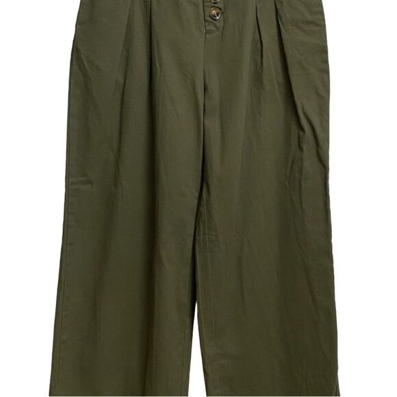 NWT Who What Wear High Waist Wide Leg Pants Sz 4 Button Fly Pleated Green *Flaw - Picture 5 of 11